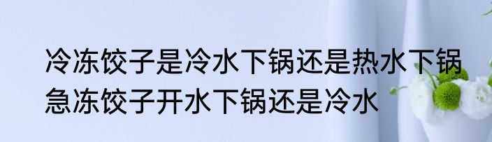 冷冻饺子是冷水下锅还是热水下锅　急冻饺子开水下锅还是冷水