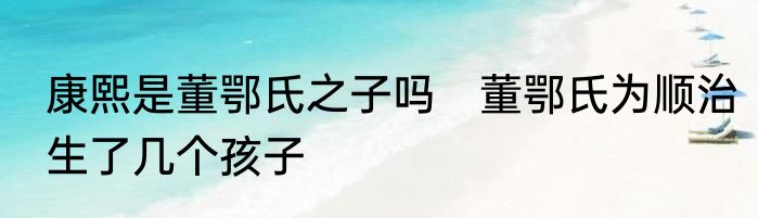 康熙是董鄂氏之子吗　董鄂氏为顺治生了几个孩子