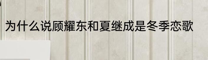 为什么说顾耀东和夏继成是冬季恋歌