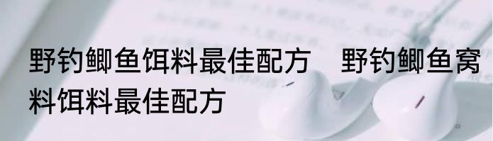 野钓鲫鱼饵料最佳配方　野钓鲫鱼窝料饵料最佳配方