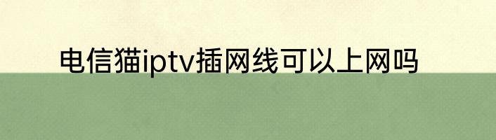 电信猫iptv插网线可以上网吗