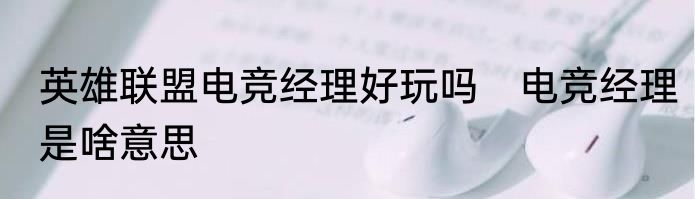 英雄联盟电竞经理好玩吗　电竞经理是啥意思