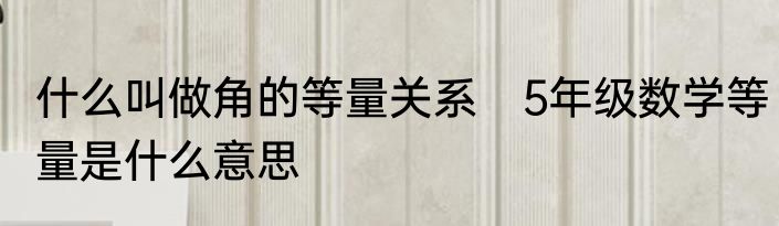 什么叫做角的等量关系　5年级数学等量是什么意思