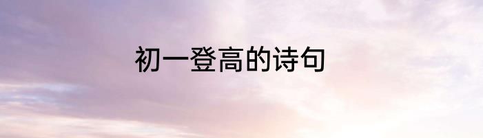 初一登高的诗句