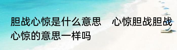 胆战心惊是什么意思　心惊胆战胆战心惊的意思一样吗