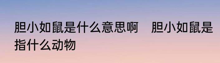 胆小如鼠是什么意思啊　胆小如鼠是指什么动物