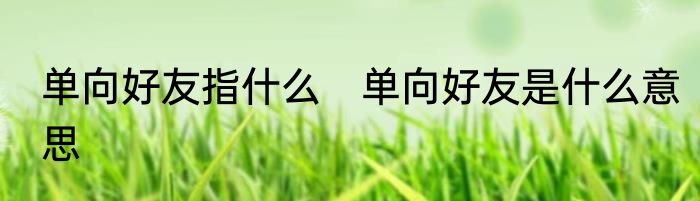 单向好友指什么　单向好友是什么意思