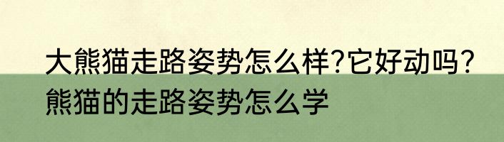 大熊猫走路姿势怎么样?它好动吗?　熊猫的走路姿势怎么学