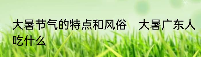 大暑节气的特点和风俗　大暑广东人吃什么