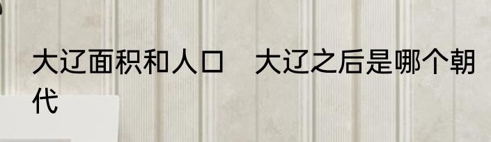大辽面积和人口　大辽之后是哪个朝代