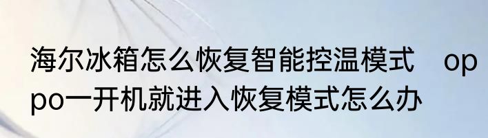 海尔冰箱怎么恢复智能控温模式　oppo一开机就进入恢复模式怎么办