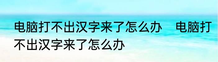 电脑打不出汉字来了怎么办　电脑打不出汉字来了怎么办