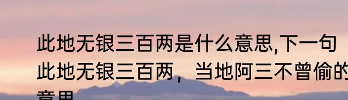 此地无银三百两是什么意思,下一句　此地无银三百两，当地阿三不曾偷的意思
