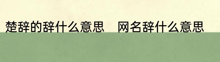 楚辞的辞什么意思　网名辞什么意思