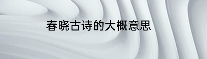 春晓古诗的大概意思