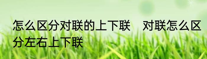 怎么区分对联的上下联　对联怎么区分左右上下联