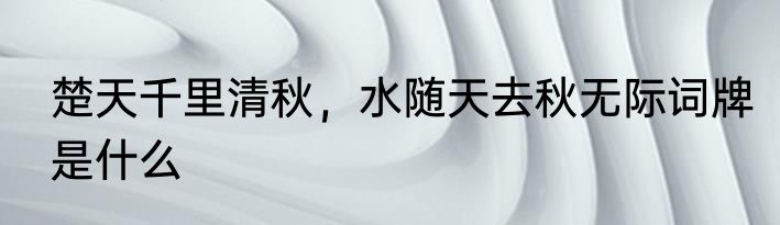 楚天千里清秋，水随天去秋无际词牌是什么