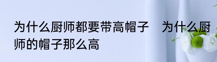 为什么厨师都要带高帽子　为什么厨师的帽子那么高