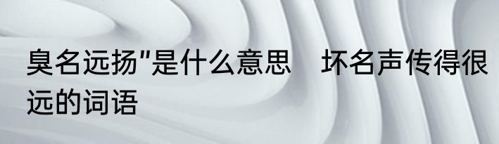 臭名远扬”是什么意思　坏名声传得很远的词语