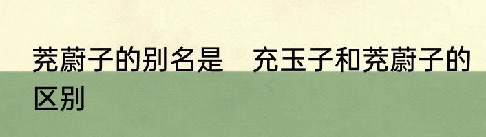 茺蔚子的别名是　充玉子和茺蔚子的区别
