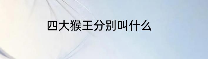 四大猴王分别叫什么