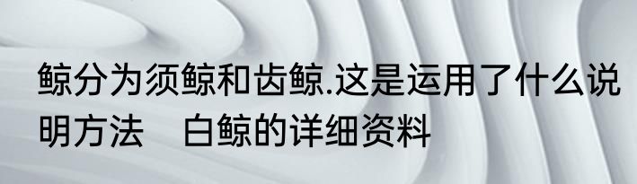 鲸分为须鲸和齿鲸.这是运用了什么说明方法　白鲸的详细资料