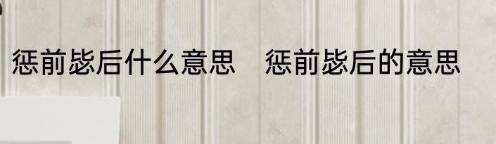 惩前毖后什么意思　惩前毖后的意思