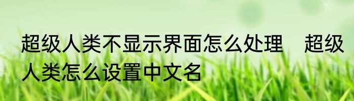 超级人类不显示界面怎么处理　超级人类怎么设置中文名
