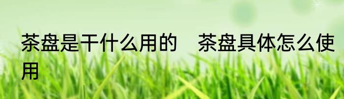 茶盘是干什么用的　茶盘具体怎么使用