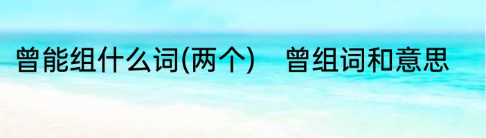 曾能组什么词(两个)　曾组词和意思