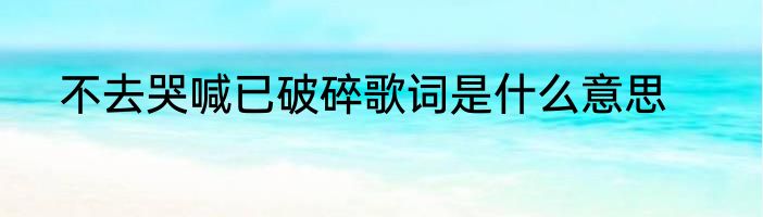 不去哭喊已破碎歌词是什么意思