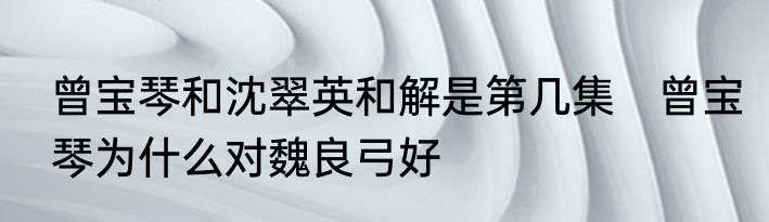 曾宝琴和沈翠英和解是第几集　曾宝琴为什么对魏良弓好