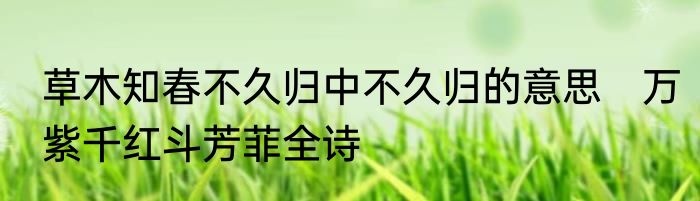 草木知春不久归中不久归的意思　万紫千红斗芳菲全诗