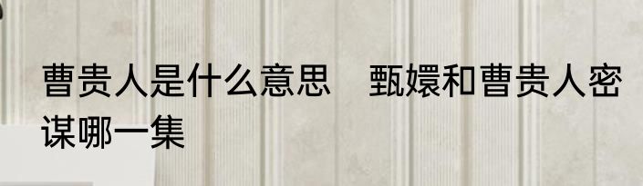 曹贵人是什么意思　甄嬛和曹贵人密谋哪一集