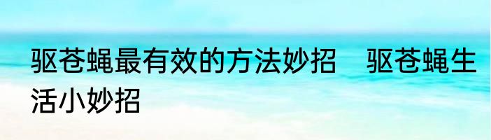 驱苍蝇最有效的方法妙招　驱苍蝇生活小妙招