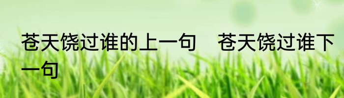 苍天饶过谁的上一句　苍天饶过谁下一句