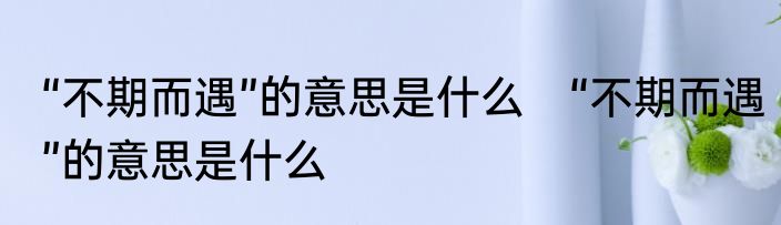 “不期而遇”的意思是什么　“不期而遇”的意思是什么