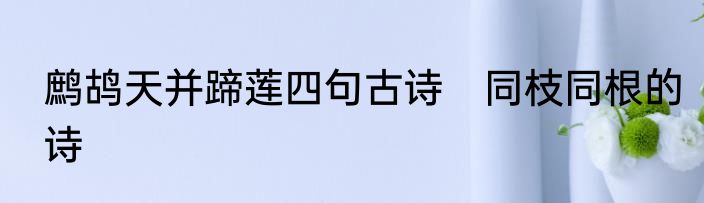 鹧鸪天并蹄莲四句古诗　同枝同根的诗