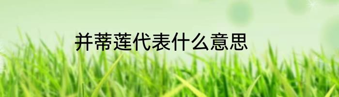 并蒂莲代表什么意思