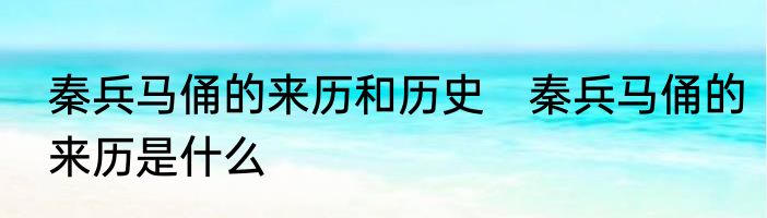 秦兵马俑的来历和历史　秦兵马俑的来历是什么