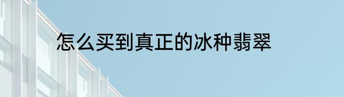 怎么买到真正的冰种翡翠