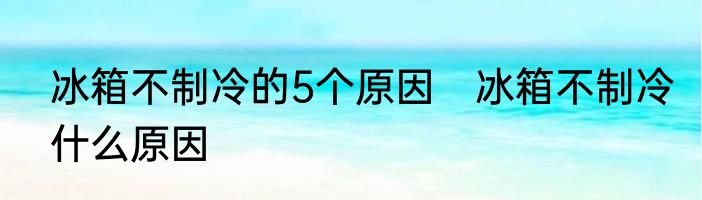 冰箱不制冷的5个原因　冰箱不制冷什么原因