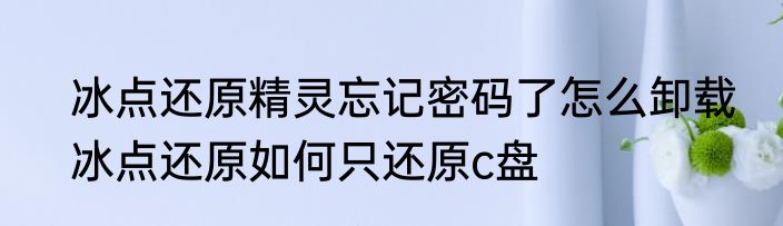 冰点还原精灵忘记密码了怎么卸载　冰点还原如何只还原c盘