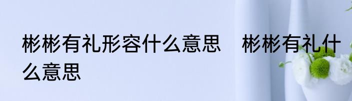 彬彬有礼形容什么意思　彬彬有礼什么意思