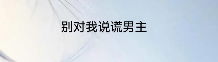 别对我说谎男主