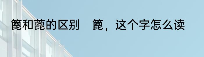 篦和蓖的区别　篦，这个字怎么读