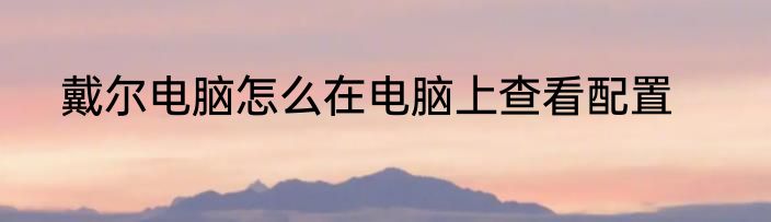 戴尔电脑怎么在电脑上查看配置