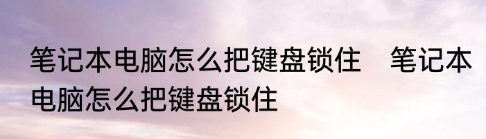 笔记本电脑怎么把键盘锁住　笔记本电脑怎么把键盘锁住
