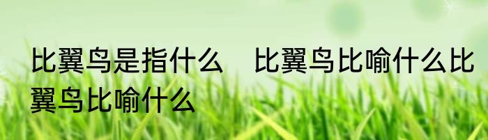 比翼鸟是指什么　比翼鸟比喻什么比翼鸟比喻什么