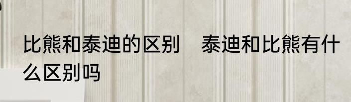 比熊和泰迪的区别　泰迪和比熊有什么区别吗